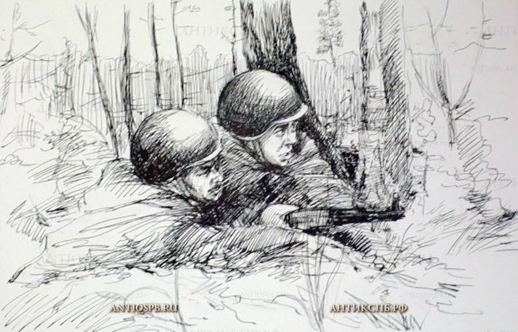 Литография "Разведчики". №1147