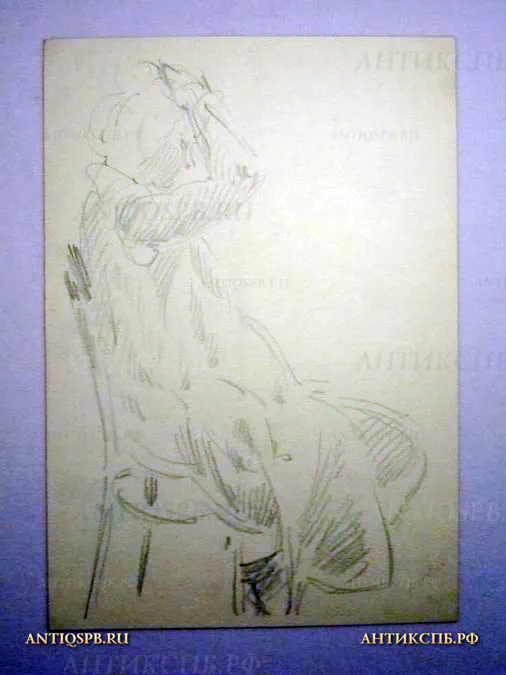Рисунок "Женщина". Художник: Поляков Александр Иванович. Бумага, карандаш. СССР. Вт. пол. ХХ века. №1330