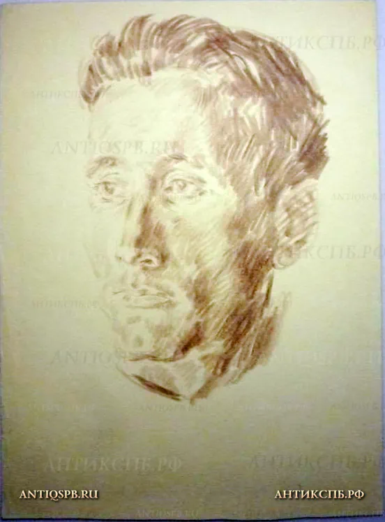 Рисунок "Мужской портрет". Художник: Поляков Александр Иванович (1924-1998). №1359