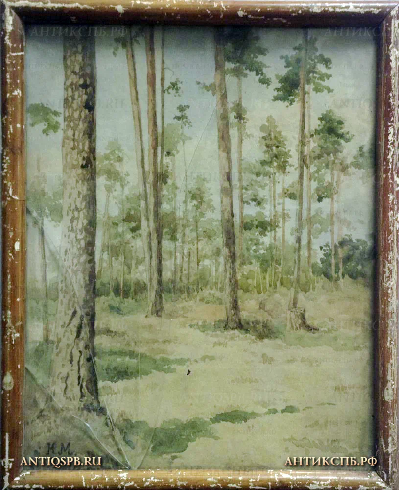 Картина старинная "Сосны". Художник: Маляревский К. №17043.3