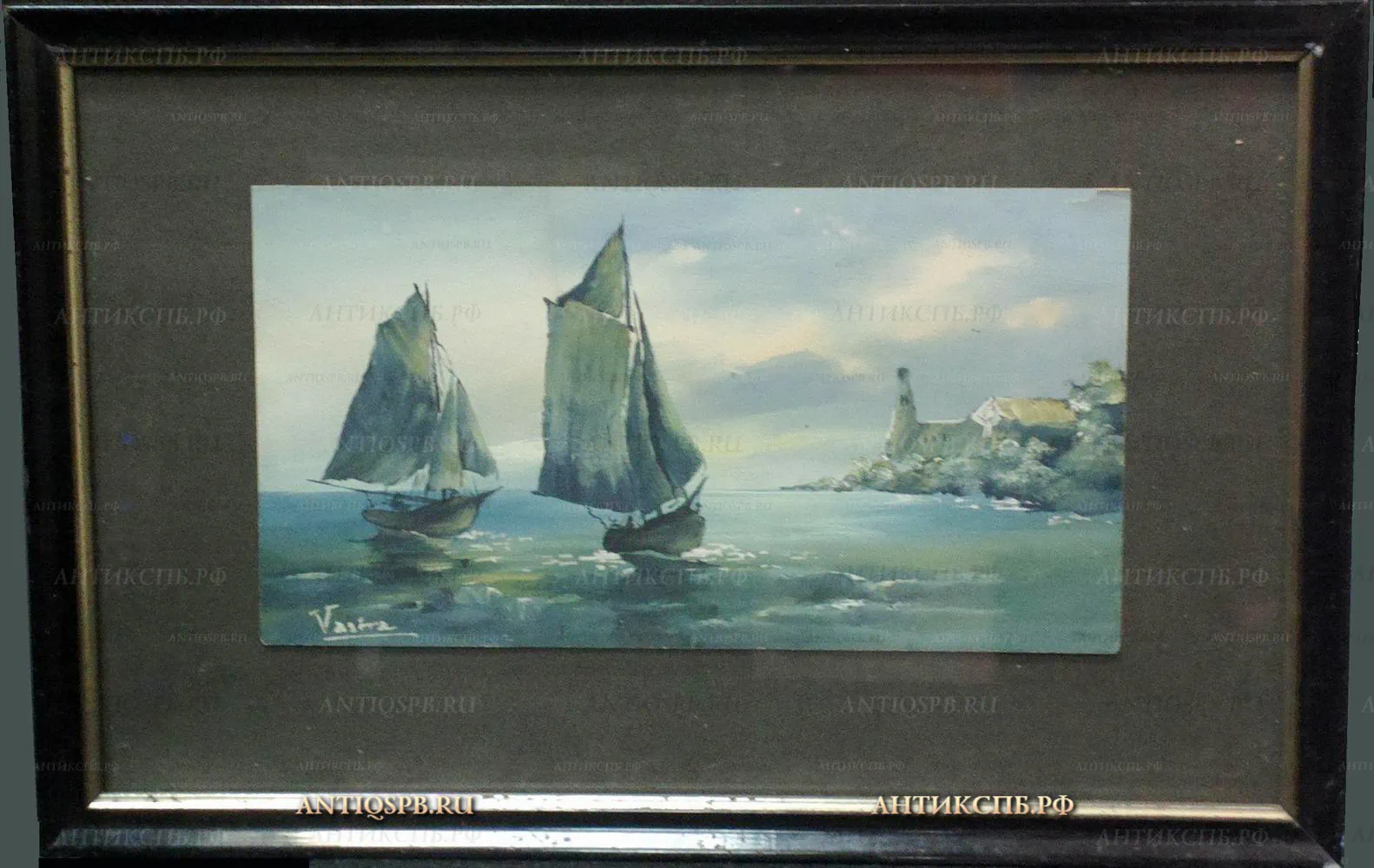 17133. Картина "Корабли у берега". 