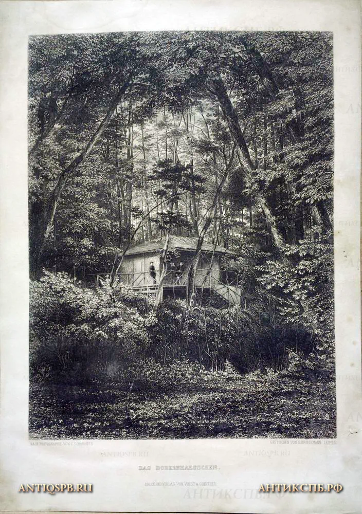 17936.4. Литография "Das Borkenhauschen". Бумага. ХIХ век. [Цена: 5000 руб.]