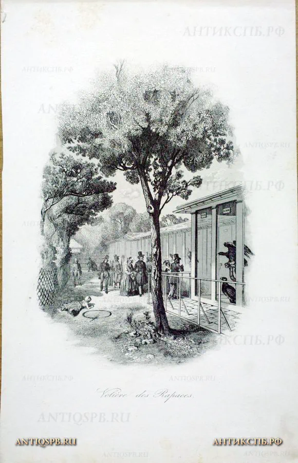 17943.2. Гравюра "Вольер с рептилиями". Бумага. ХIХ век. (Цена по запросу)